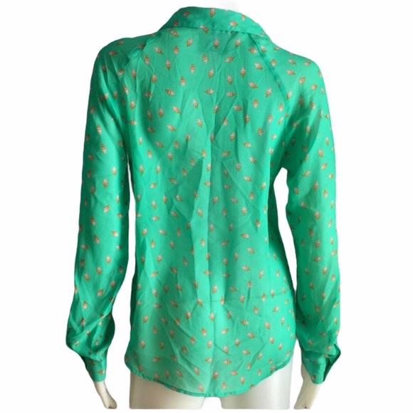 Romeo & Juliet Couture Sheer Teal Blouse Size Small - Picture 4 of 7